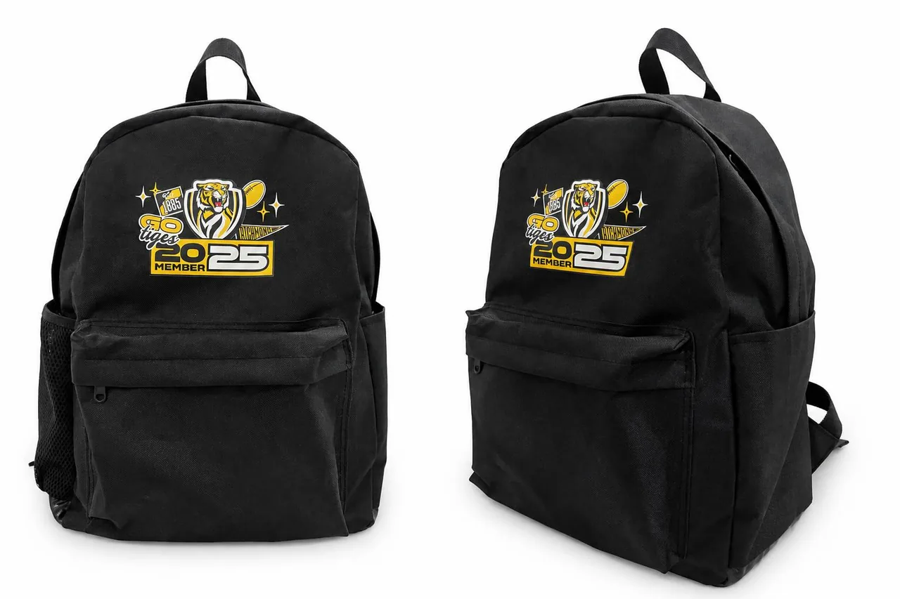 Black fabric backpack with logo
