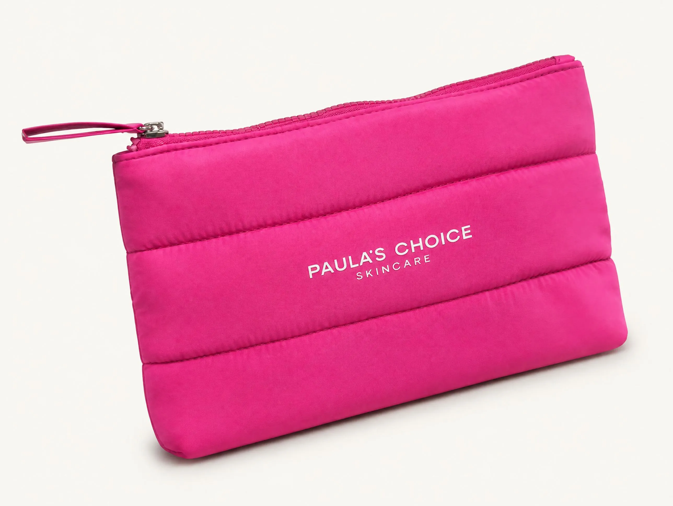 Three-stripe quilted cosmetic bag