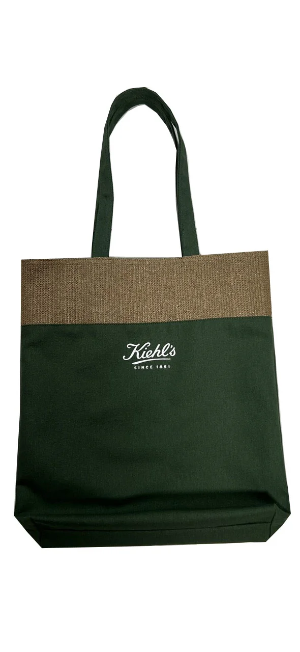 Cotton canvas bag with straw trim