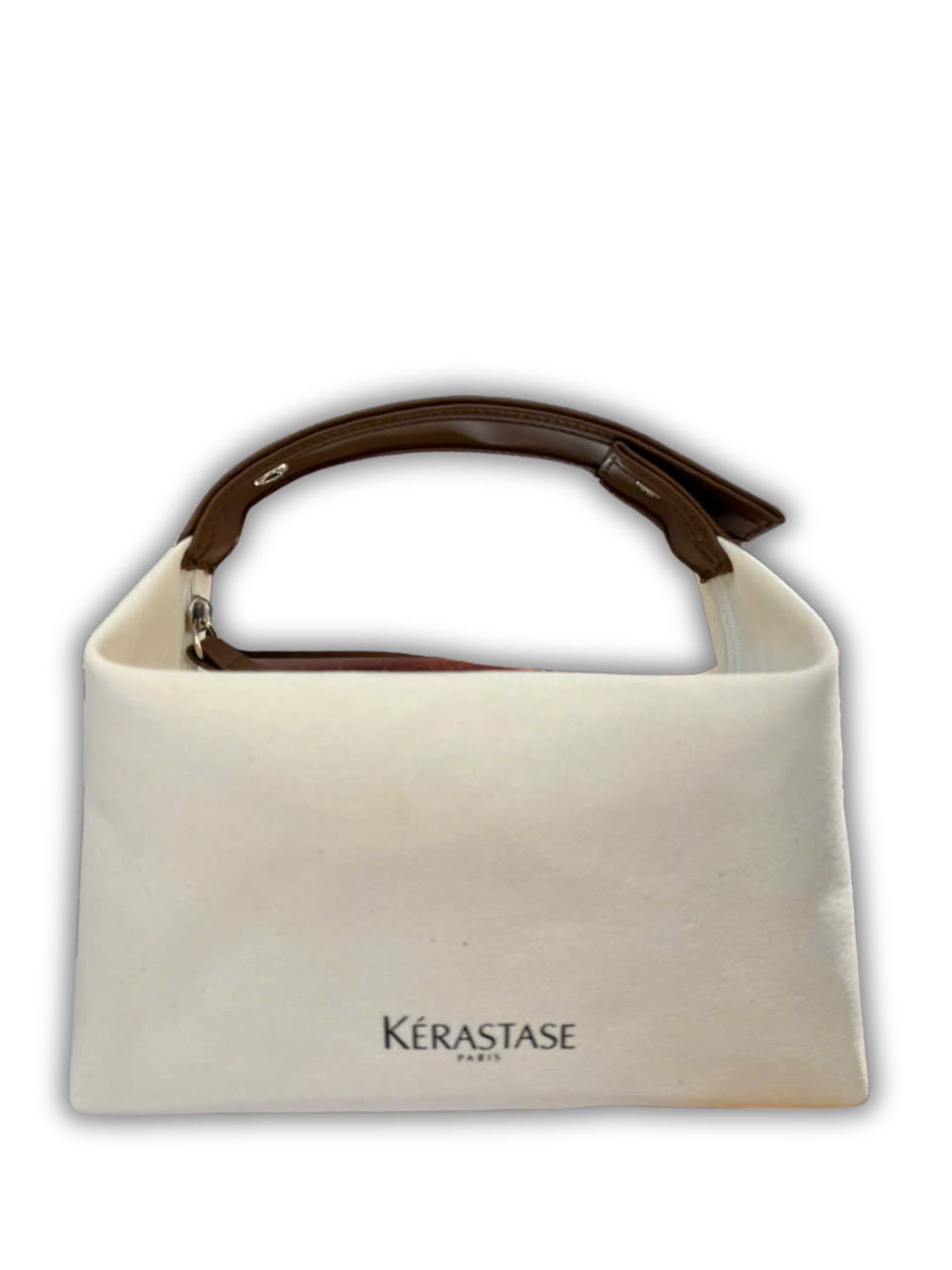 Canvas handbag with brown PU trim